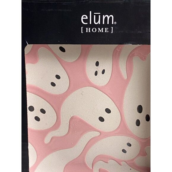 Set Of 4 Elum Home Halloween PINK & PURPLE Ghosts Ceramic Appetizer Plates 7.5” - Picture 4 of 9